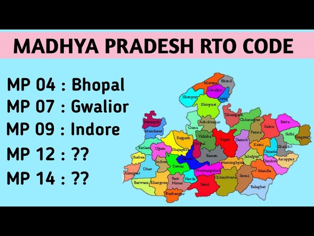 Madhya Pradesh RTO Codes for Vehicles Registration || Vehicles Registration number in Madhya Pradesh