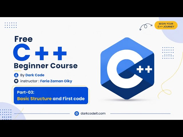 C++ Programming Full Free Course | Part-03: Basic Structure & First Code | Dark Code