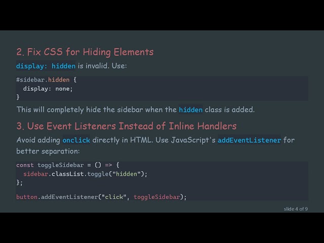 How to Toggle a Sidebar Using CSS Classes and JavaScript