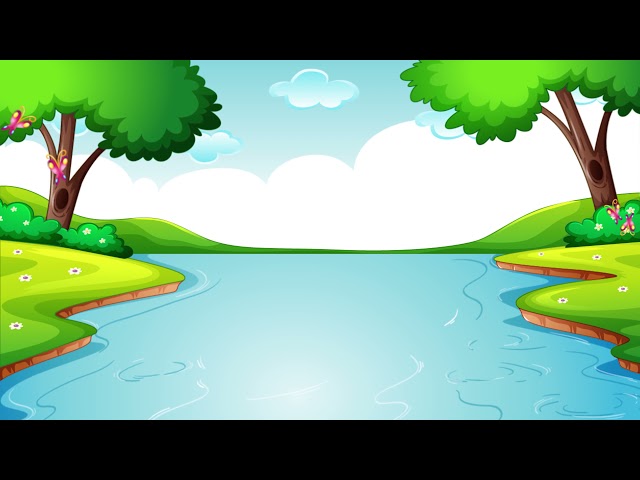 4K Animated cartoon background river landscape l Free cartoon background video l loop animation