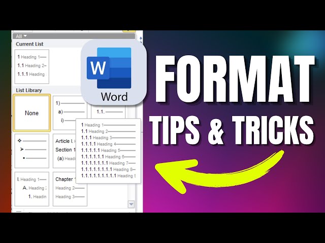 Microsoft Word Multilevel Lists - Formatting Tips And Tricks