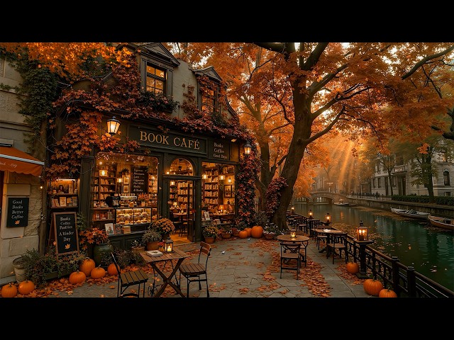 Smooth Jazz for Gentle Mornings & Unwind🍂 Coffee, Books & Falling Leaves Beside a Quiet Autumn Canal