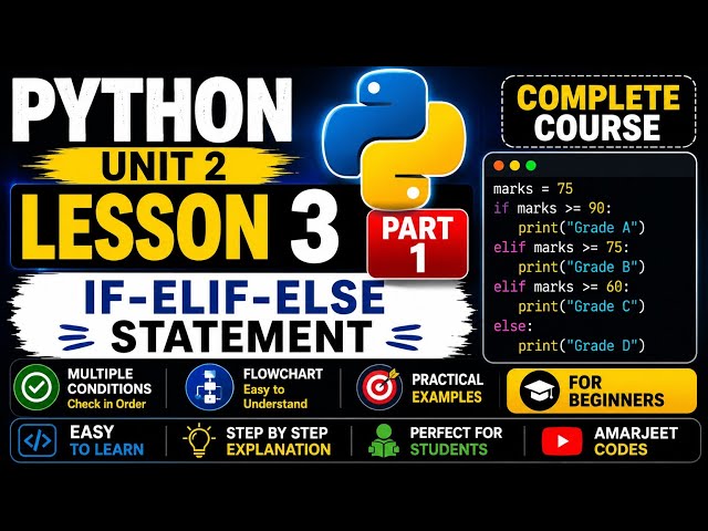 Python Unit 2 | Lesson 3 (Part 1) | If-Elif-Else Statement | Python Complete Course | INT108 |
