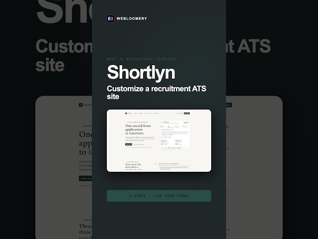 Customize a Next.js Recruitment ATS Website Template in 4 Steps | Shortlyn #Shorts