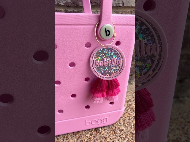 Pink Bogg Bag Tag | Bogg Tassel | Bogg Bag Charm | Iridescent Stars | Acrylic Bag Tag