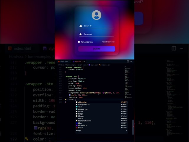 Create a colored login form with HTML CSS 💙❤️ #ui #coding #html #htmlcss #css #webdesign #web