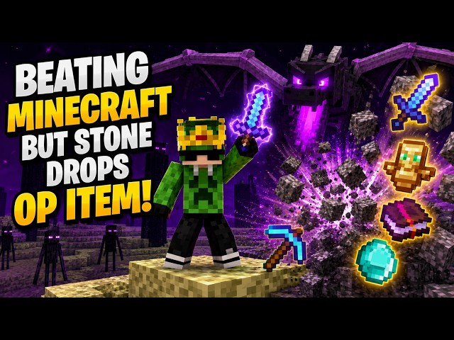 Beating Minecraft, But Stone Drops Op Items 💀✨ #minecraft 