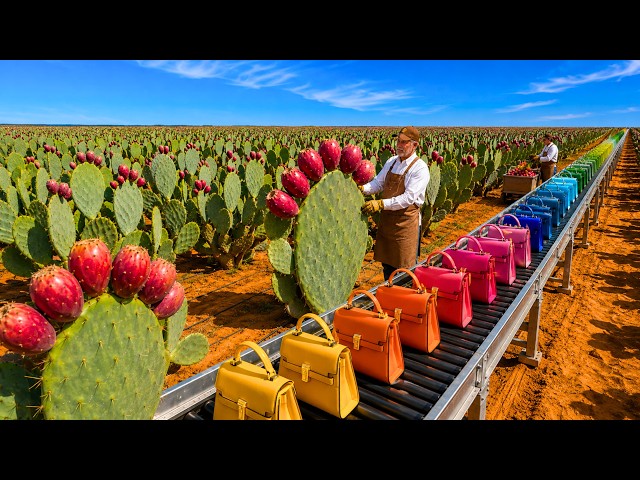 How Millions of Cactus Plants Become Luxury Leather Bags | Full Factory Process