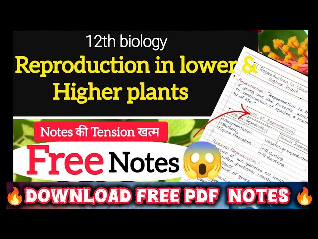 reproduction in lower and higher plants |notes📝🔥| class 12 reproducti in flowering plants| #biology 
