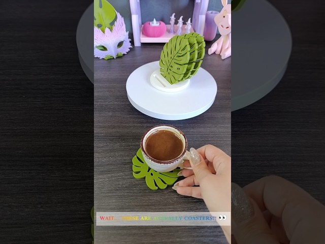 🌿 A beautiful Monstera leaf coaster set I made with my 3D printer! #shorts #viral #diy
