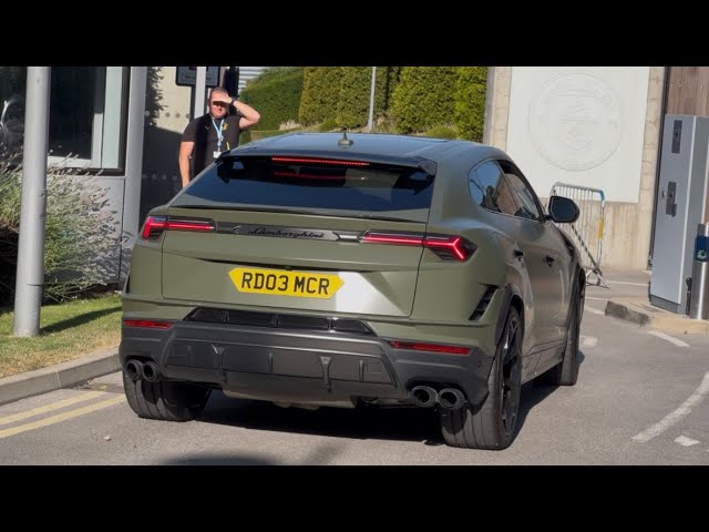 Manchester City footballers arriving at training ground (EXPENSIVE CARS)