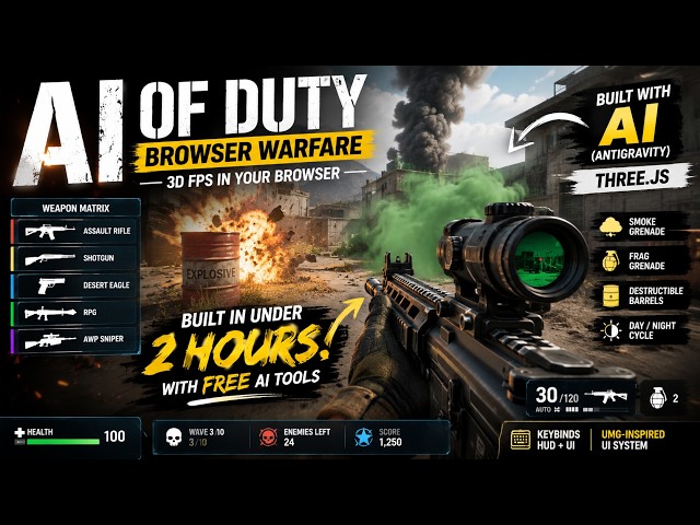  I Built a 3D Browser FPS in 2 Hours Using Free AI Tools! | AI OF DUTY (Three.js)
