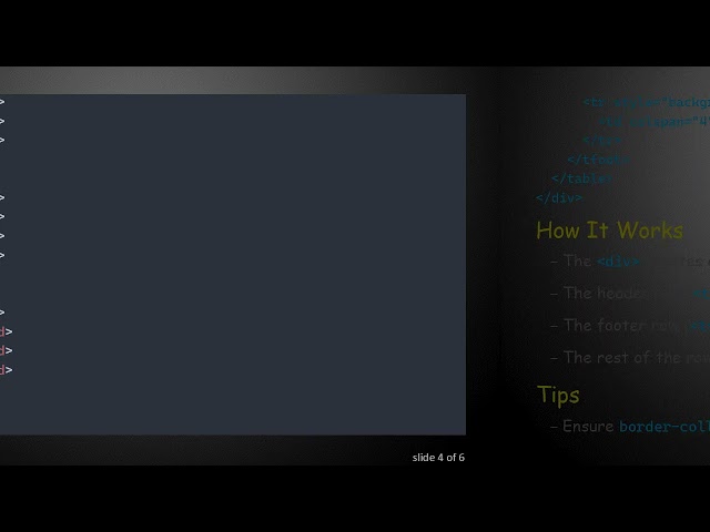 How to Freeze the Top and Bottom Rows of an HTML Table Using Inline CSS