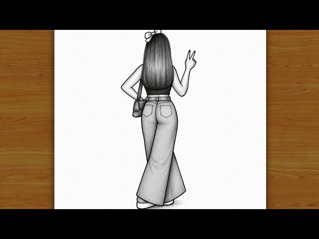 Easy Girl Backside Drawing 👧| easy drawing for beginners | Aesthetic Drawing | Pencil sketch |Chitra