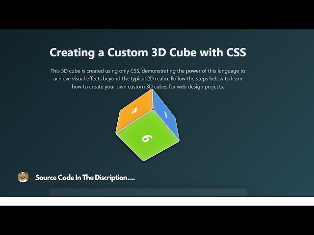 Creating a Custom 3D Cube with CSS | CSS Cube Animations | 3D Animation using CSS