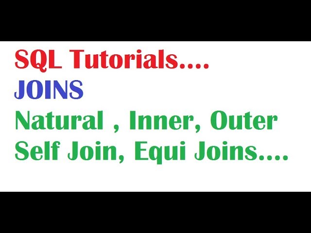 SQL Tutorial For Beginners Joins Types.