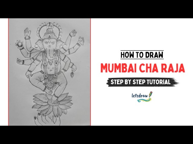 How to Draw Mumbai Cha Raja Drawing step by Step Tutorial | Day 8 #ganeshgalicharaja #mumbaicharaja