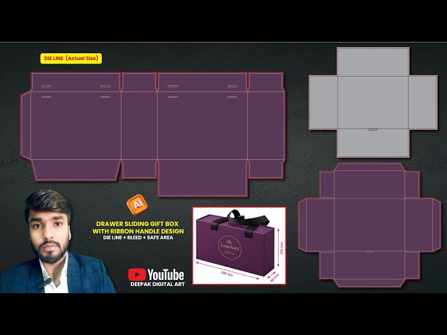 🔥 Professional Gift Box Packaging Design Step-by-Step | Ribbon Handle Box in Illustrator