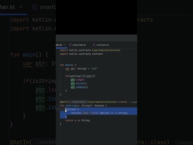 Kotlin smart cast - contracts