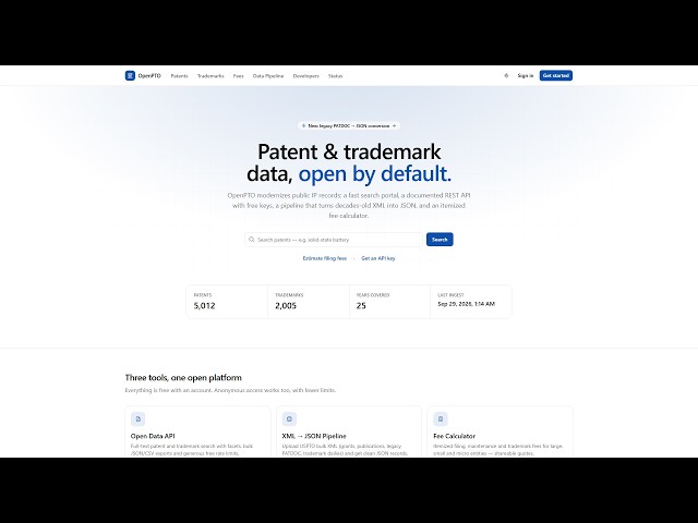 OpenPTO – Legacy Patent & Trademark Data Modernization Platform
