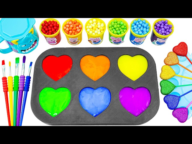 Satisfying Video l How To Make Rainbow Glitter Lollipop Sprunki with Heart Slime & Red Cup ASMR
