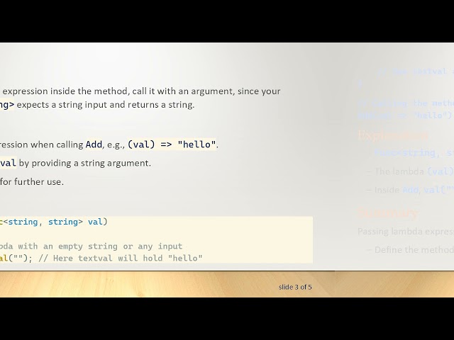 How to Pass and Invoke a Lambda Expression in a C#  Function