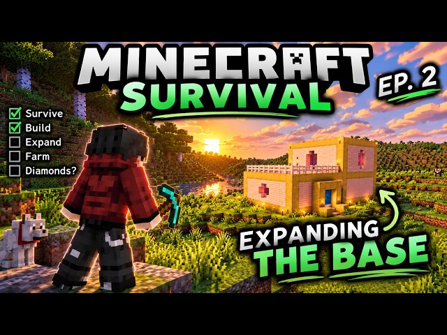 I Built My First REAL Base in Minecraft Survival | Ep2