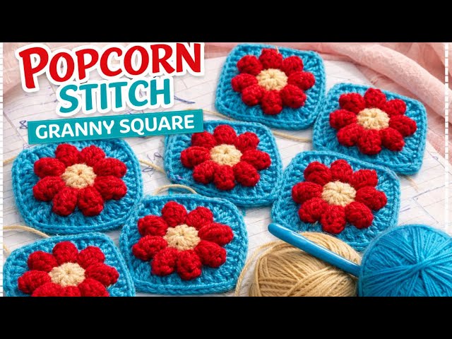 ⚡️ This Popcorn Stitch Granny Square Will Steal Your Heart 😍🧶