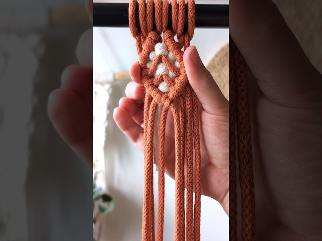 Leaf… or Diamond? Wait Until You See This 2-Colour Macrame Pattern!#macrame #shorts #diy #handmade