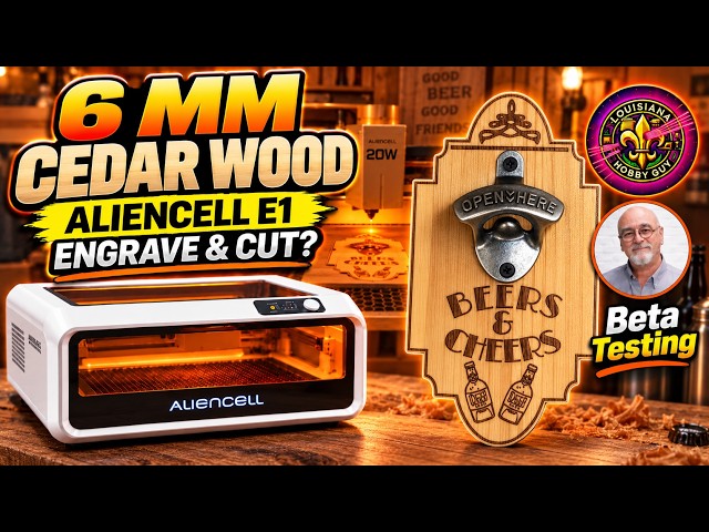 😮 Engraving and cutting out a 6mm cedar blank on the Aliencell E1 20W Diode Laser - Beta Testing.