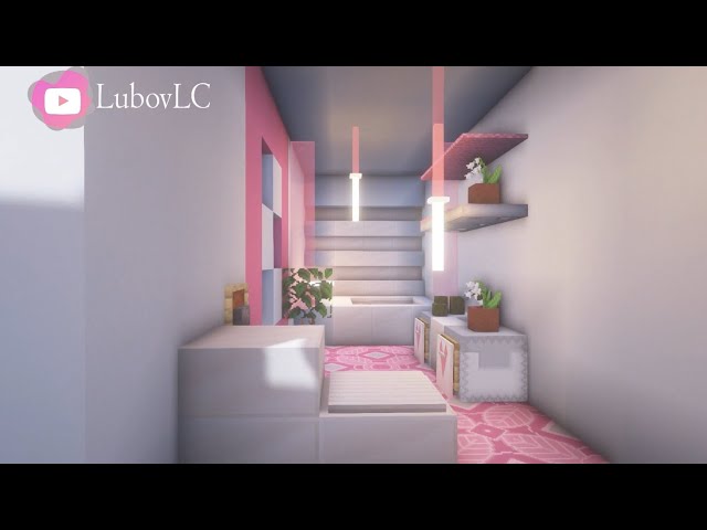 Minecraft How to Build a Bathroom 🛀  Interior Design Ideas in Pink [Timelapse] Simple Classic Toilet