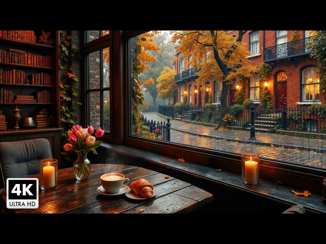 Quiet Rainy Day Jazz Coffee Shop Ambience For Relaxation ~ Gentle Piano Jazz Music For Stress Relief