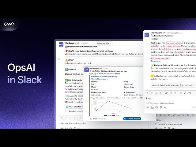 Fix production issues directly from Slack with Middleware OpsAI