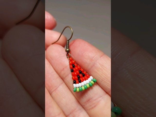 🍉✨️Beaded earrings tutorial #beads  #beadwork #earrings #giftideas