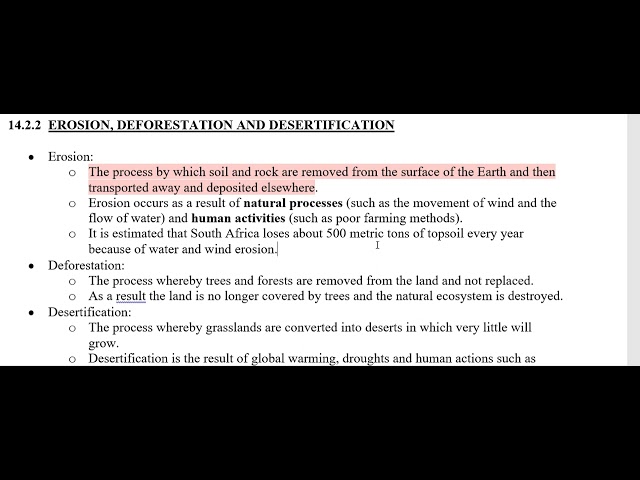 State of the environment erosion, deforestation and desertification