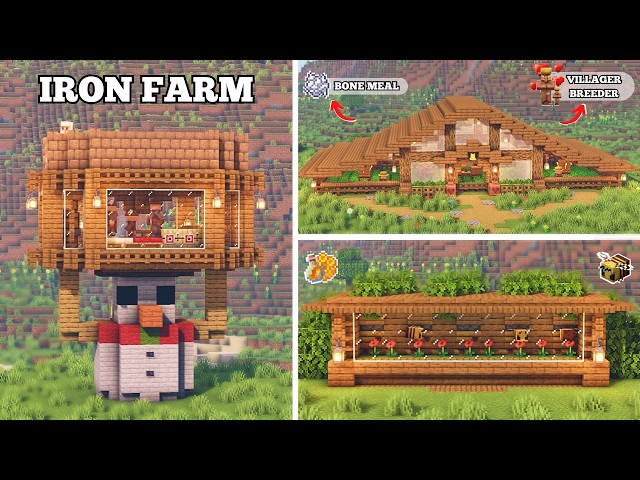 Minecraft 7 Easy Automatic Farms for Survival! 🍖 Bedrock & Java Tutorial