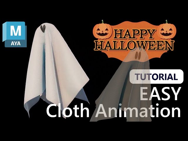 👻Spooky Ghost Animation in Maya | nCloth, Wrap Deform, Texturing & Rendering Tutorial #3d #tutorial