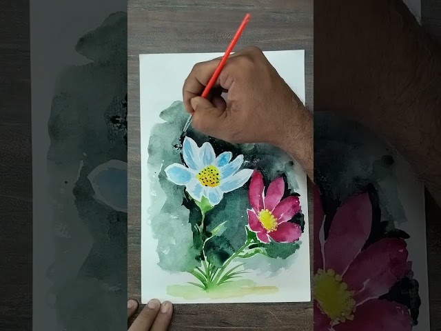 Simple Watercolor flower painting#02
