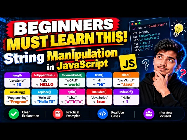 String Manipulation in JavaScript | Important String Methods | Easy Explanation for Beginners
