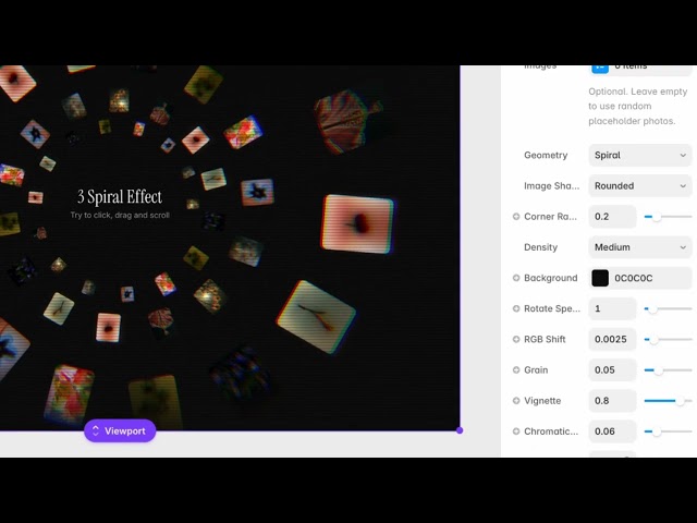 Rotating 3D Image Tunnel for Framer