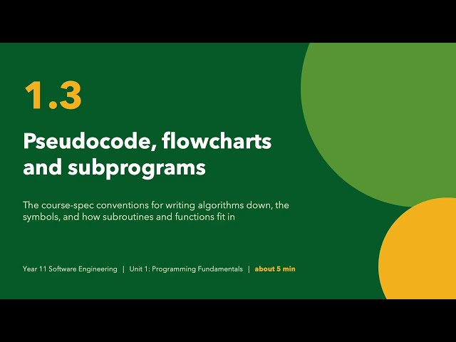 01.03: Pseudocode Flowcharts and Subprograms (Year 11)