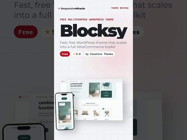 Blocksy WordPress Theme Review – Free, Fast, 5.0 Rated #shorts