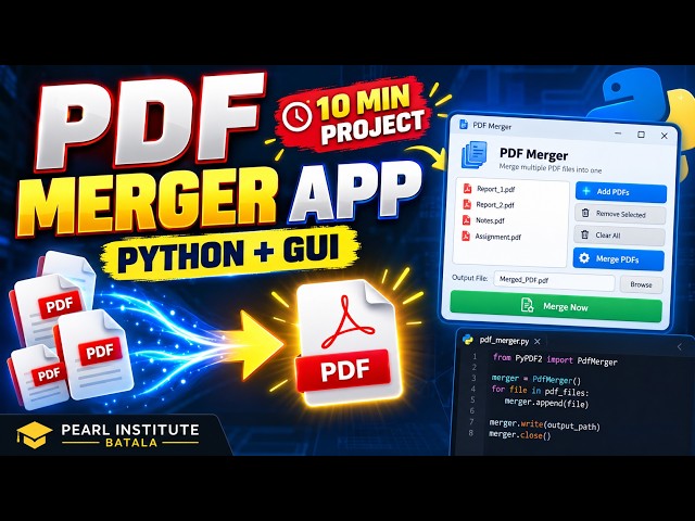 Build a PDF Merger App in Python 🔥 | Tkinter GUI Project in Hindi #python #code #coding #youtube