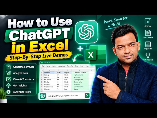 How to Use ChatGPT in Excel | ChatGPT in Excel Step-by-Step Live Demos