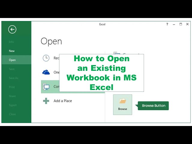How to Open an Existing Workbook in MS Excel