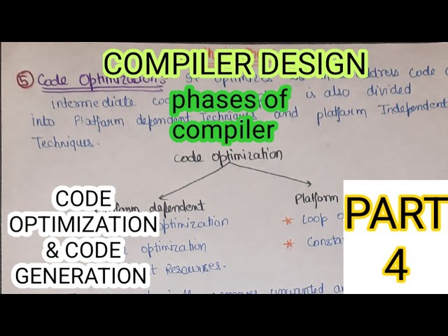 CODE OPTIMIZATION in compiler design|CODE GENERATION in compiler design|code optimization techniques