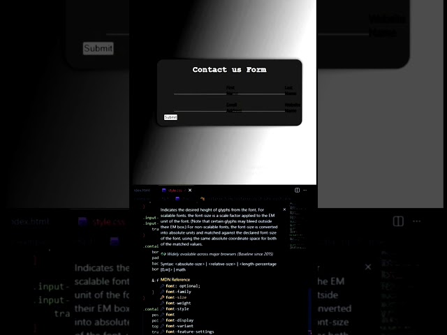 Create a contact form with HTML CSS🖤🤍 #coding #uidesignlearning #ui #html