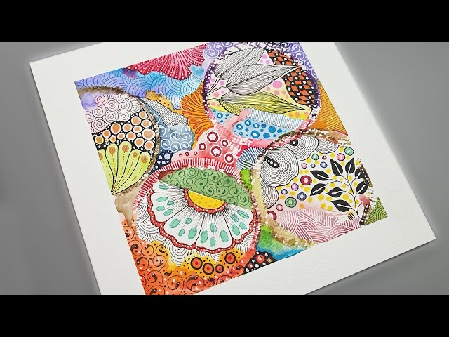 Huart Style Watercolor Zentangle Art | Relaxing Mixed Media Tutorial for Beginners
