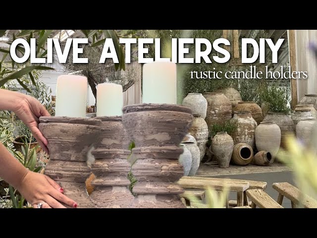 Olive Ateliers inspired DIY rustic candle holders using terracotta pots, plaster, paint and TEA!
