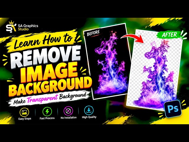 How to Remove Image Background & Make Transparent PNG | Photoshop Tutorial for Beginners